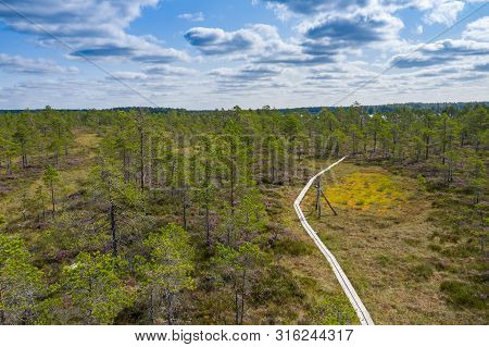 Aerial View Of Kurjenrahka National Park. Turku. Finland. Nordic Natural Landscape. Scandinavian Nat