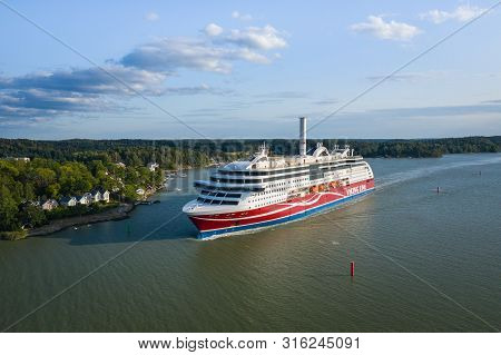 Turku, Finalnd - August 02, 2019: Viking Line. The Ferry From Turku To Stockholm And Alands Inslands