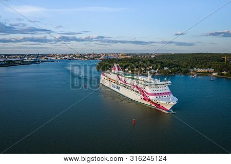 Turku, Finalnd - August 02, 2019: Silja Line. Baltic Princess. The Ferry From Turku To Stockholm And