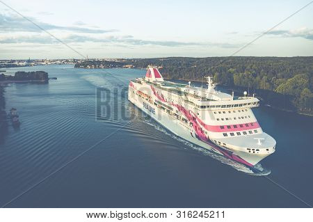 Turku, Finalnd - August 02, 2019: Silja Line. Baltic Princess. The Ferry From Turku To Stockholm And