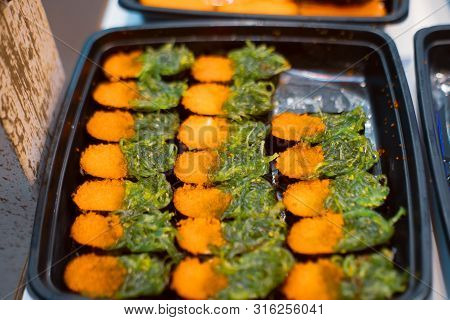 Suchi For Sell In The Supermarket, Suchi Is Japanese National Food Popular Throughout The World