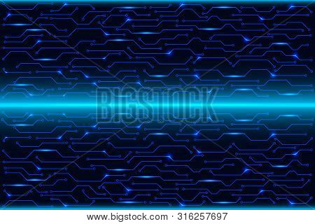 Circuit Board Technology Digital Security Concept Background. Blue Abstract Scifi Pcb Trace Data Pro