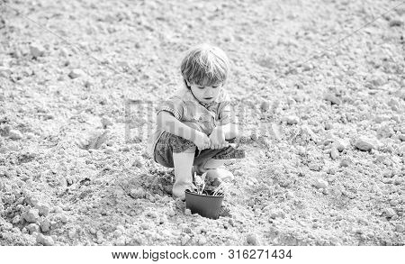 Natural Soil. New Technology In Farming. Earth Day. Summer Farm. Happy Child Gardener. Botanic Worke