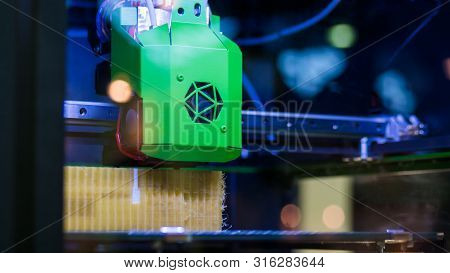 Three Dimensional Printing Machine Printing 3d Plastic Model At Modern Technology Exhibition. 4.0 In