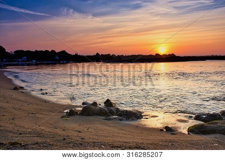 Lagoon Of Benodet In France During Sunrise