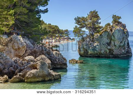 Stone Brela (kamen Brela) Near Punta Rata Beach Along The Adriatic Sea In Brela, Croatia