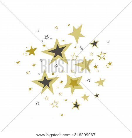 Stars In Doodle Style. Hand Drawn Star Vector. Gold Star On White Background. Meteoroid, Comet, Aste