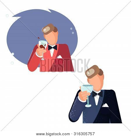 Flat Barman .cartoon Sommelier Icon. Vector For Menu , Bannersrestaurant