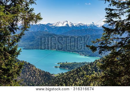View Of The Lake Walchensee In The Alps Of Bavaria, Germany