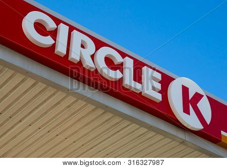 Murmansk, Russia - March 30, 2019: A Sign Gas Station 