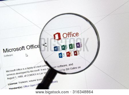 Montreal, Canada - July 13, 2019: Microsoft Office 365 Installation Process On A Laptop Screen. Offi