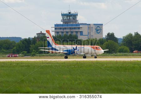 Zhukovsky, Russia - July 20, 2017: Airplane Il-114 (91003) On The Runway Of The Zhukovsky Airport On