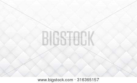 White 3d Vector Rhombus Pattern Abstract Background. Science Technologic Conceptual Tetragonal Struc
