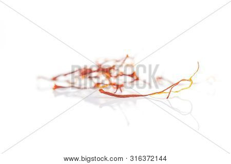 Lot Of Whole Dry Shaffron Thread Isolated On White Background
