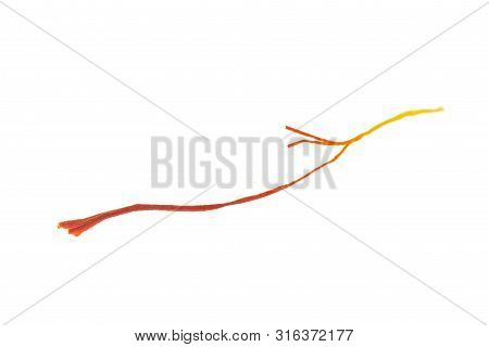 One Whole Dry Shaffron Thread Flatlay Isolated On White Background