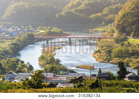 Beautiful View Of The Chikuma River In Iiyama City,nagano, Japan