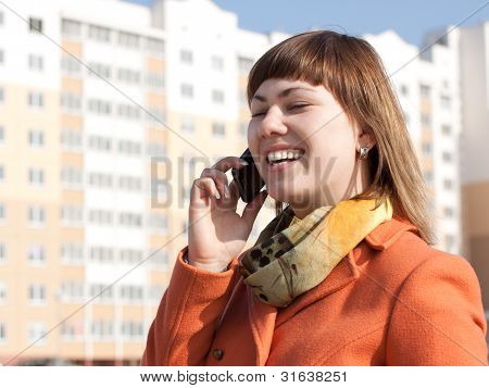 Woman Make A Call On Modern Background