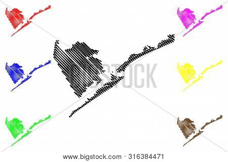 Galveston County, Texas (counties In Texas, United States Of America,usa, U.s., Us) Map Vector Illus