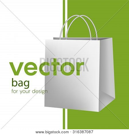 Blank Paper Luxury Gift Package In White With Handle Mockup Realistic Vector Illustration Isolated O