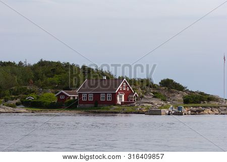 View On Island Washed By Sea With House In Hvaler Norway