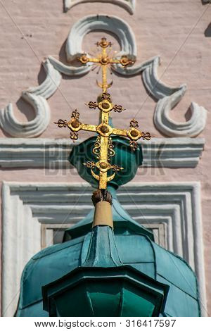 Exterior View Of The Church Of The Holy Cross In Warsaw, With People.