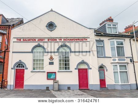Aberystwyth, Wales / Uk - July 20th 2019 - Salvation Army Church With The Name Written In English An