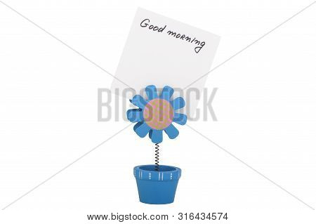 White Note Good Morninig Isolated On White Background