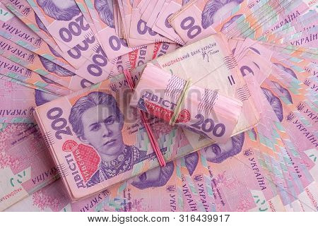Bundles Ukrainian Banknotes Value Of 200 Hryvnia Uah