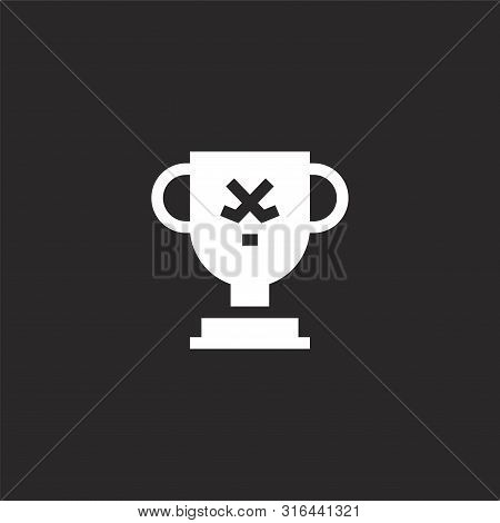 Trophy Icon. Trophy Icon Vector Flat Illustration For Graphic And Web Design Isolated On Black Backg