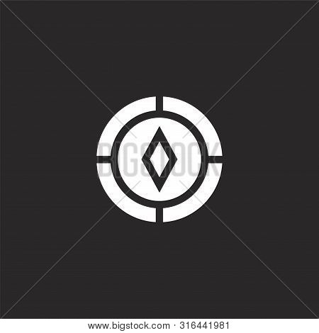 Compass Icon. Compass Icon Vector Flat Illustration For Graphic And Web Design Isolated On Black Bac