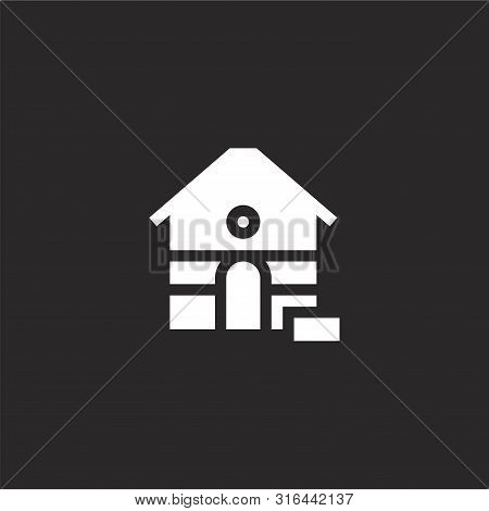 Dog House Icon. Dog House Icon Vector Flat Illustration For Graphic And Web Design Isolated On Black