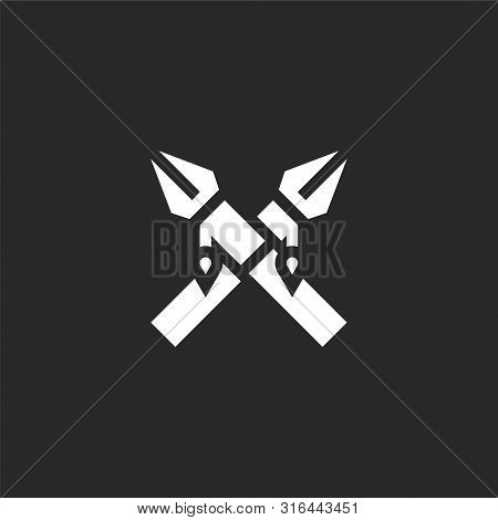 Weapons Icon. Weapons Icon Vector Flat Illustration For Graphic And Web Design Isolated On Black Bac