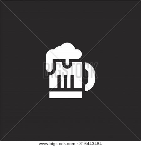 Beer Icon. Beer Icon Vector Flat Illustration For Graphic And Web Design Isolated On Black Backgroun