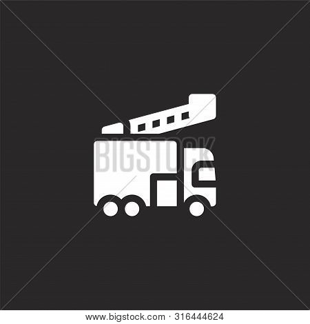Fire Truck Icon. Fire Truck Icon Vector Flat Illustration For Graphic And Web Design Isolated On Bla