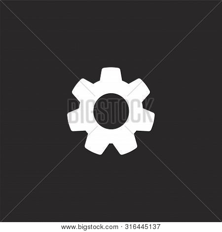 Settings Icon. Settings Icon Vector Flat Illustration For Graphic And Web Design Isolated On Black B