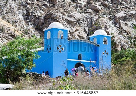 Lima, Peru - June 29, 2019 : Main Square With The Church Of Capillucas - Yauyos, South Of Lima - Per