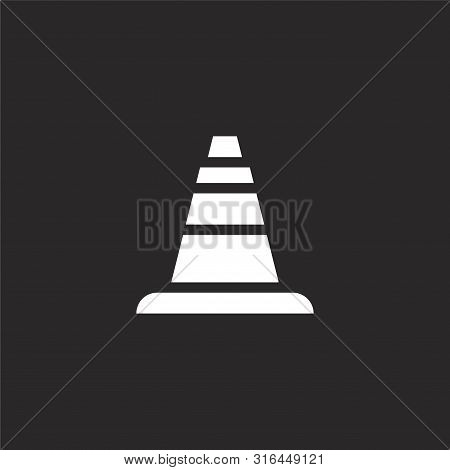 Cone Icon. Cone Icon Vector Flat Illustration For Graphic And Web Design Isolated On Black Backgroun