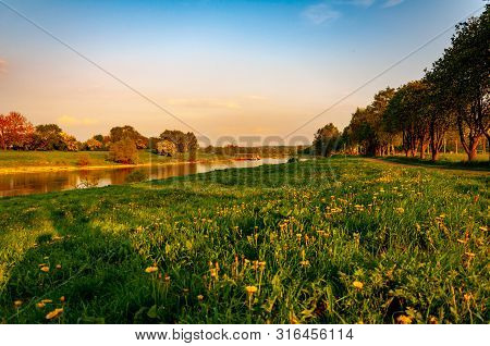 Beautiful Landscape Of The River Werre In The City Of Bad Oeynhausen