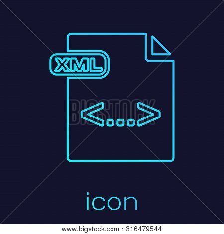Turquoise Line Xml File Document. Download Xml Button Icon Isolated On Blue Background. Xml File Sym