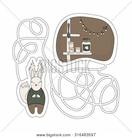Maze Game For Kids. Help Squirrel To Get To His Mink.