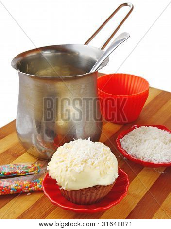 Udsmykning Cupcake fløde og kokos barbering