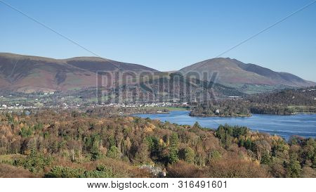 Stunning Late Afternoon Autumn Fall Landscape Image Of The View From Catbells Near Derwent Water In 
