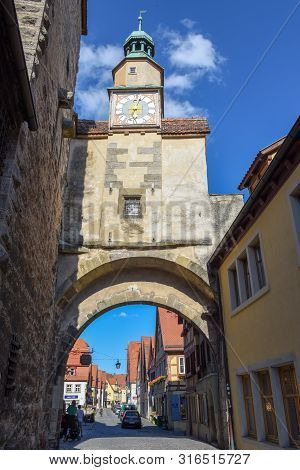 Historical Street Of Rotenburg Ob Der Tauber On Germany