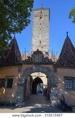Tower Of Entrance Gate Of Rotenburg Ob Der Tauber On Germany