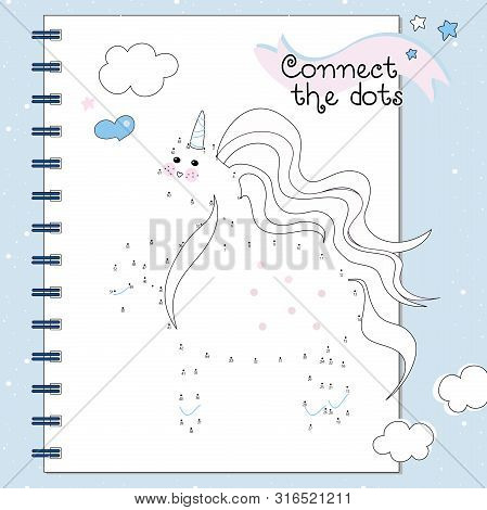 Mini Game For Children With Unicorn - Connect The Dots By Numbers In The Correct Order