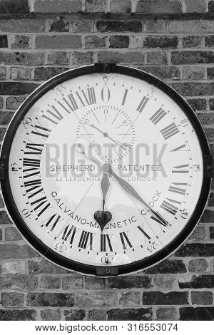 London.united Kingdom.june 1st 2019.close Up Of The Shepherd Gate Clock In Greenwich In London