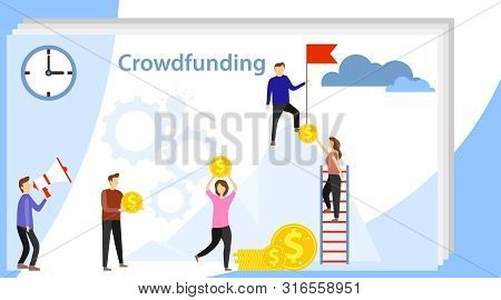 People Funding. Collective Financial Cooperation Of People. Combining Financial Resources. Flat Vect