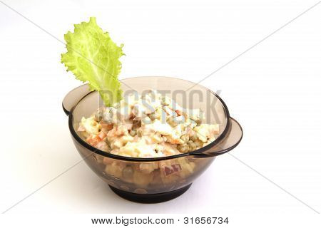 adorned with a green leaf salad
