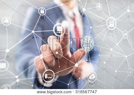 Ict - Information And Telecommunication Technology And Iot - Internet Of Things Concepts. Diagrams W