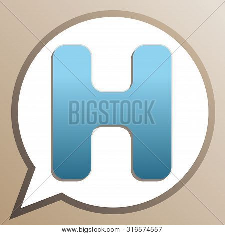 Letter H Sign Design Template Element. Bright Cerulean Icon In White Speech Balloon At Pale Taupe Ba